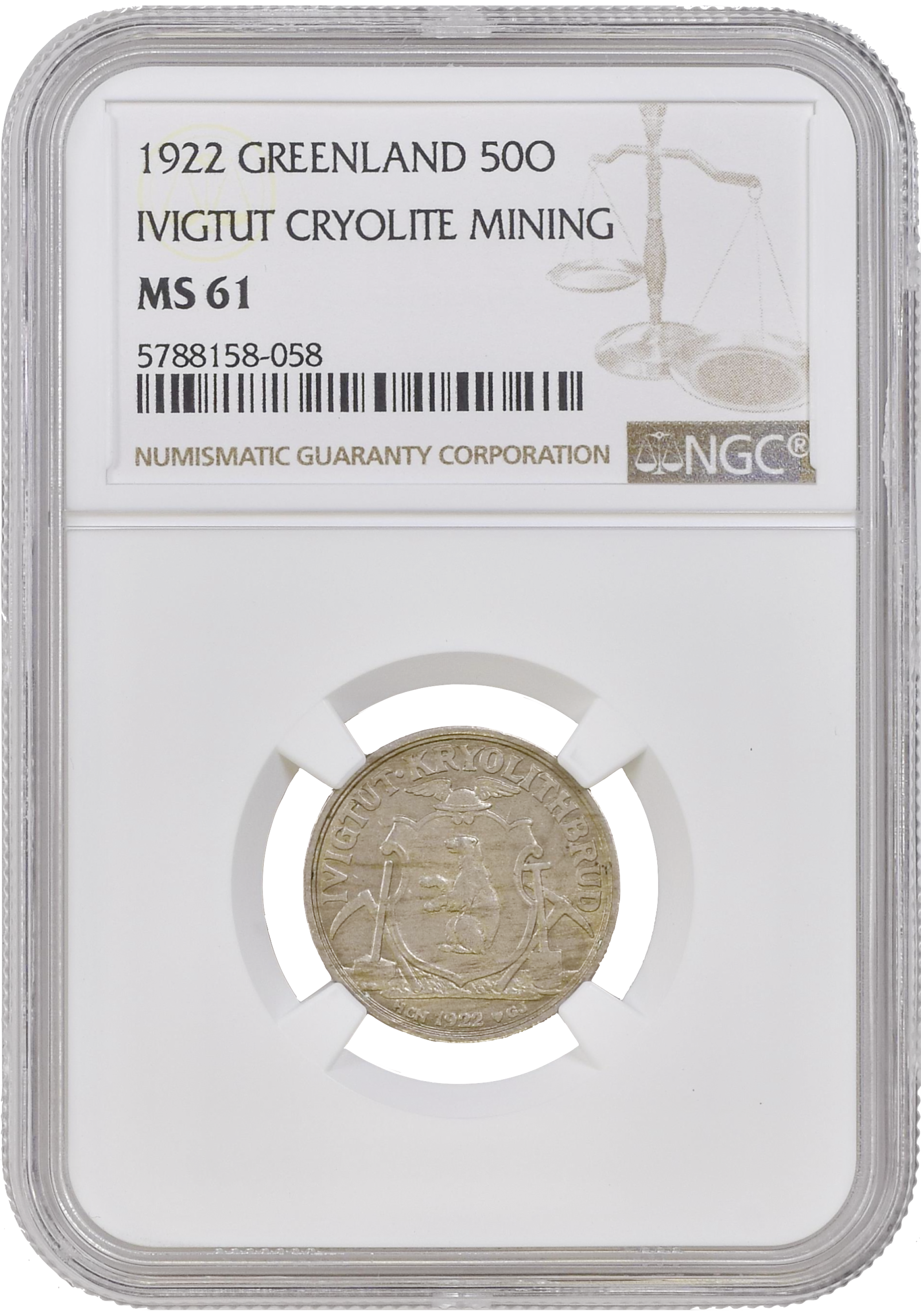 Greenland 50 ore 1922, NGC MS61, 